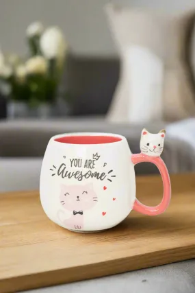 White Cat Embossed Mug (11oz)