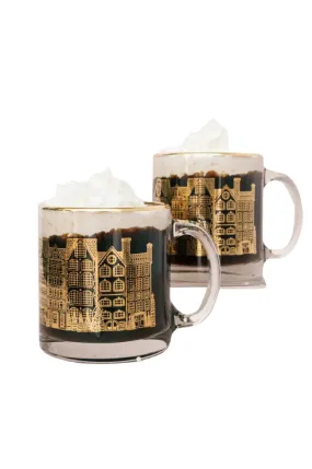 Winter Village Gold Clear Glass Mug