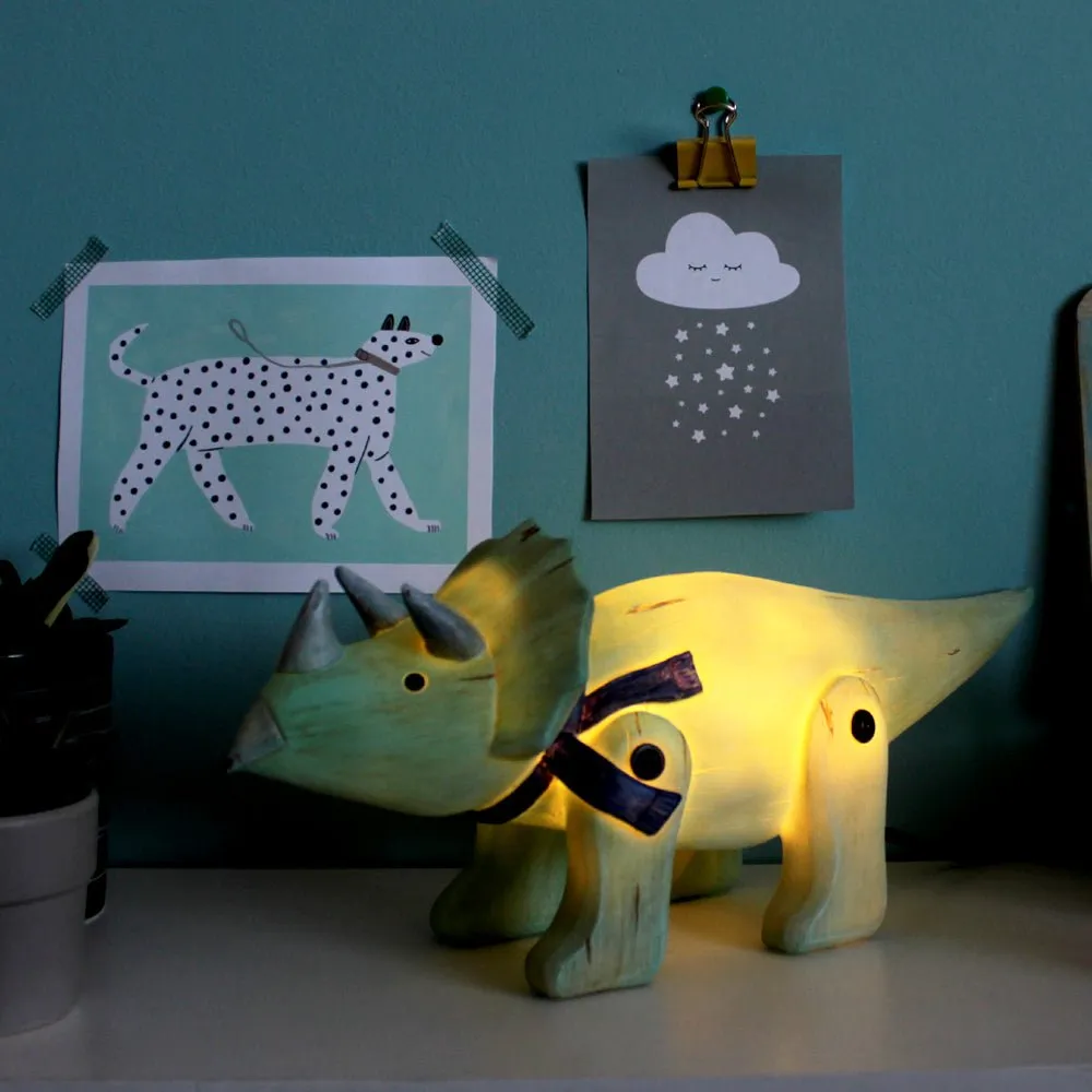 Wood Effect Cute Triceratops Light