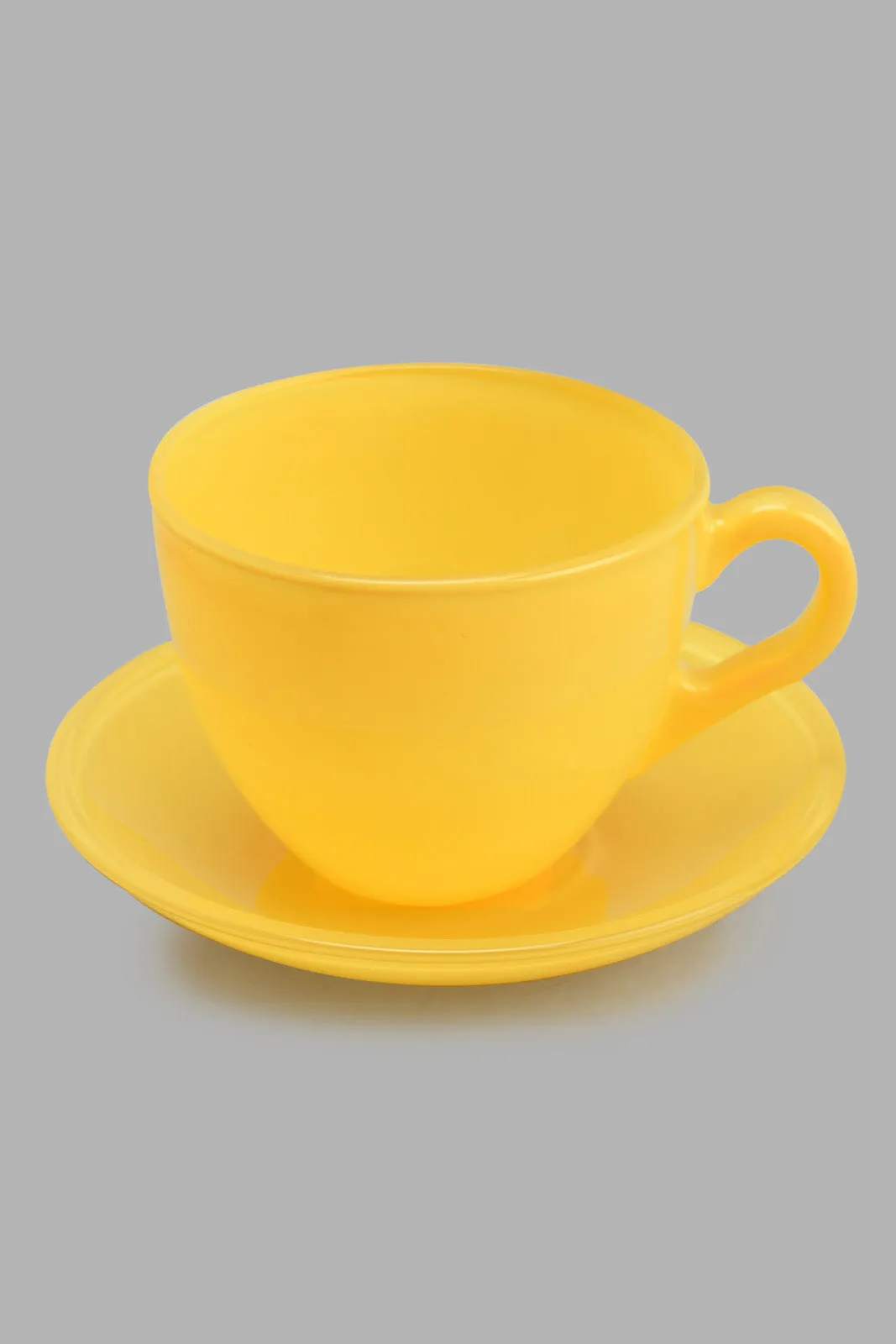 Yellow Glass Cup And Saucer (2 Piece)