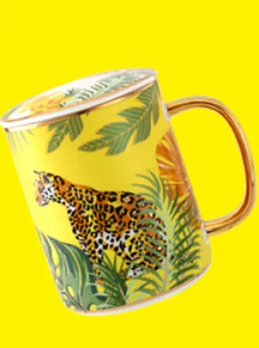 Yellow Leopard Mug w/ Teaspoon Set (Jungle Series)