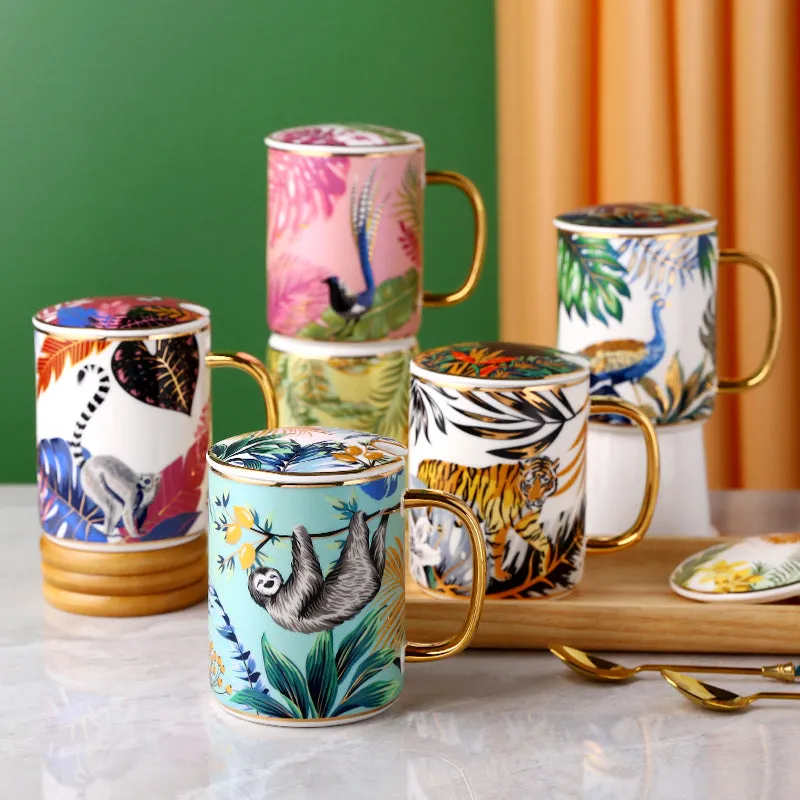 Yellow Leopard Mug w/ Teaspoon Set (Jungle Series)